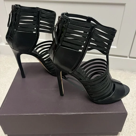 B Brian Atwood Langden Gladiator Caged Heels Black Size 8.5 - Picture 1 of 12